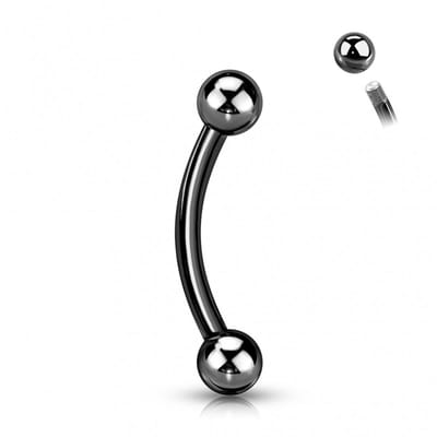 Piercing titanium rond basis extern 1.2x8x3 - zwart - LMPiercings