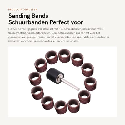 Dailygoods- Schuurbanden 100 x 610 mm - 80/320/600 Grit - Houtbewerking - Polijsten - Zelfexpanderend - Voor diverse toepassingen - Schuuraccessoires