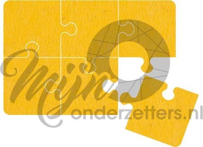 Puzzel vilt onderzetter - Geel - 6 stuks - ø 9,8 cm - Tafeldecoratie - Glas onderzetter - Cadeau - Woondecoratie - Woonkamer – Tafelbescherming - Onderzetters voor glazen - Keukenbenodigdheden - Woonaccessoires Tafelaccessoires