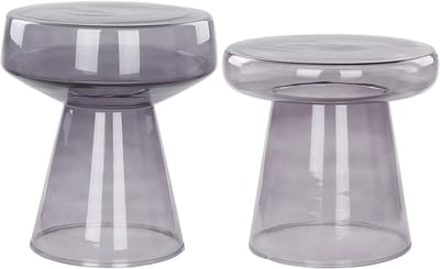 LAGUNA/CALDERA - Bijzettafel set van 2 - Grijs - Glas