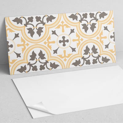 Coloray Wandpanelen Zelfklevend - Plantenpatroon op de achtergrond PVC Wandpaneel - 100 cm x 50 cm - Geel Wandbekleding Zelfklevend - 1 stuk - Texturen Wandpanelen Zelfklevend - Wandpanelen Keuken - Wandpaneel Badkamer