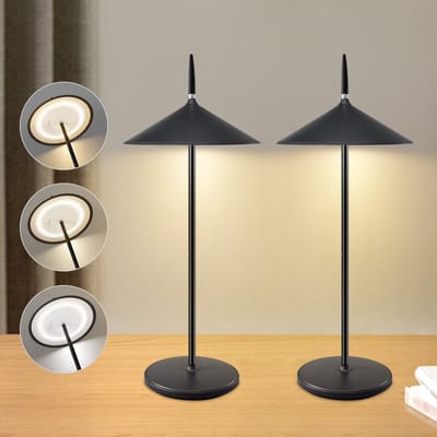 NETTLIFE Tafellamp LED - USB oplaadbaar - 2 Stuks - zwart - draadloze Buitenlampe - Touch Dimbaar - 1800mhA - Modern Bedlamp - voor Binnen en Buiten - IP44 Waterdicht - voor balkon | tuin | eettafel | camping