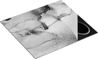 Chefcare Inductie Beschermer Abstracte Kunst - Zwart Wit - 60x50 cm - Afdekplaat Inductie - Kookplaat Beschermer - Inductie Mat