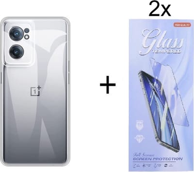 Hoesje Geschikt voor: OnePlus Nord CE 2 5G Silicone Transparant + 2X Tempered Glass Screenprotector - ZT Accessoires