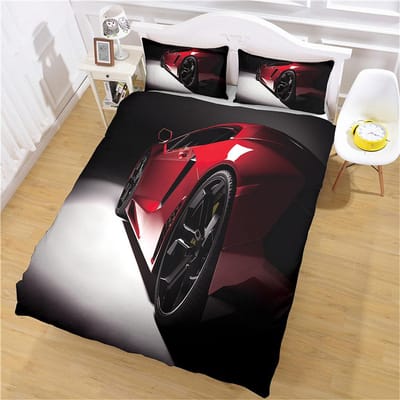 King Queen Dekbedovertrek Supercar 3D Eenpersoons Tweepersoons Dekbedovertrek Polyester Beddengoedset Voor Kinderen Tieners Volwassenen Met Kussensloop W135xL200cm