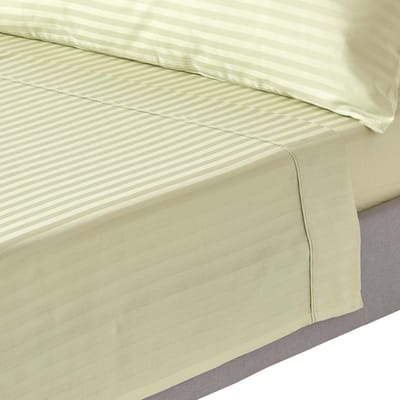 Homescapes Satijn Streep Katoen Laken 230x260 cm – Saliegroen – 100% Egyptisch Katoen – Draaddichtheid 330