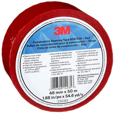 Bouwfolie Tape Rood 48mm Breed 50m Lang voor Koude Temperaturen