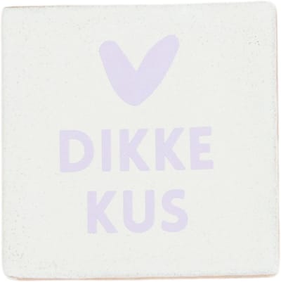 Lottea Tegeltje met tekst ´Dikke Kus´ - tegeltje, tegeltjes met tekst, tegeltjes met spreuken, cadeau vriendschap, cadeau vriendinnen