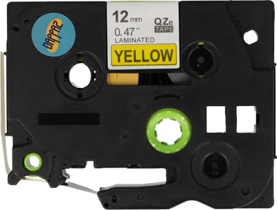 Dappaz - Compatible Brother Tze-631 Qze- 631 Label Tape - Zwart op Geel - 12mm x 8m - Geschikt voor Brother P-touch