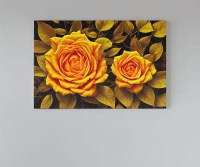 Canvas Schilderij - Gele Rozen - Bloem - Wall Art - 120x80x2 cm
