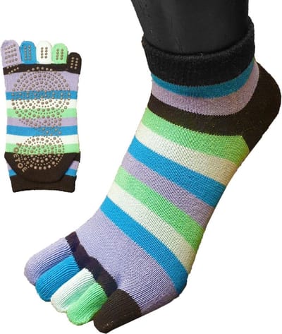 TOETOE Yoga & Pilates Grip Enkel teensokken - Blauw/Groen - 36-39