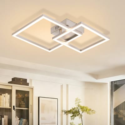 NETTLIFE LED Plafondlamp - Vierkant - Zilver - 20W - 3000K - Draaibaar Design - Slaapkamer Woonkamer Keuken Hal Kantoor Eetkamer