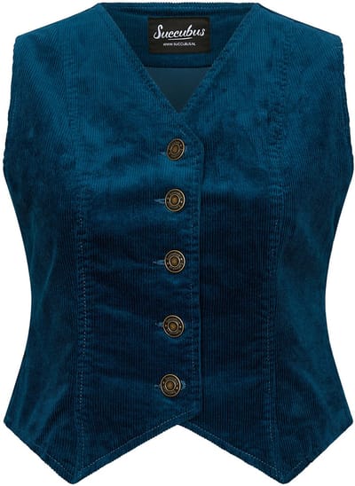 Succubus Clothing Pam Corduroy Gilet Teal