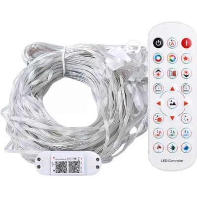 400 LED Slingslinger Gordijnlichtjes met Afstandsbediening en APP-besturing 6,5x6,5ft Doe-het-zelf Ophangende Feeërieke Lichtjes 5 UK plug