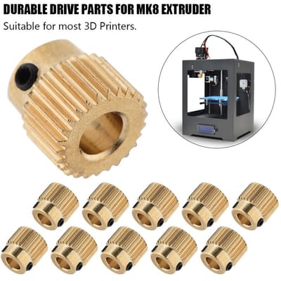 10 stuks 3D-printeraccessoires Hoge kwaliteit messing aandrijftandwiel voor MK7 MK8 extruder 26 tanden beige