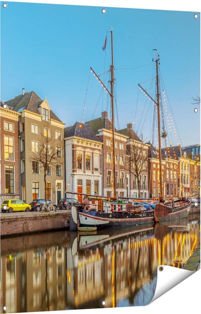 Gards Tuinposter Groningen Hoge der A Haven - 90x120 cm - Tuindoek - Tuindecoratie - Wanddecoratie buiten - Tuinschilderij