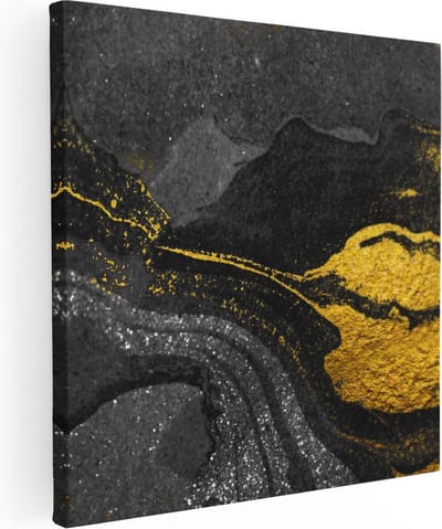 Artaza Canvas Schilderij Marmer Goud - 30x30 cm - Klein - Muurdecoratie Abstract - Wanddecoratie Woonkamer - Kamer Accessoires