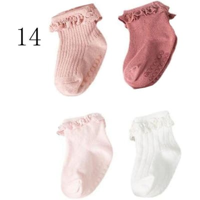 4 paar/lot nieuwe baby kindersokken met antislip herfst winter katoen effen kleur babyvoetsokken L 2-3 years old