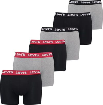 Levi's heren 6P boxers repeat logo grijs & zwart