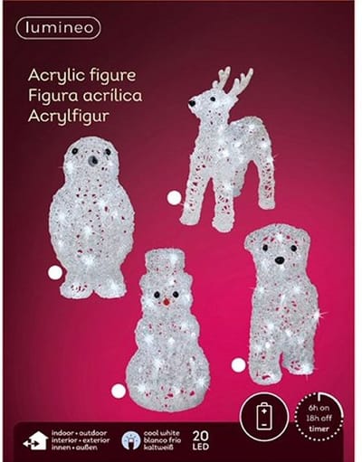 Kerst  Led Dieren Acryl Bear- Penguin- Deer- Snowman