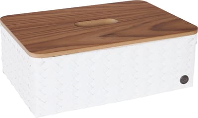 Opbergmand - Rechthoekige mand met deksel - Organizer - Woonkamer - Kinderkamer - Badkamer - Babykamer - Duurzaam & handgevlochten - Handed By Grand ideal with lid - wit - white