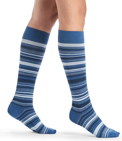 Sigvaris Microfiber Shades Steunkousen Dames Gestreept Blauw-Maat: 41 - 44