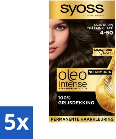 Syoss Oleo Intense - Haarverf - 4-50 - Ijzig Bruin - 115ml x 5