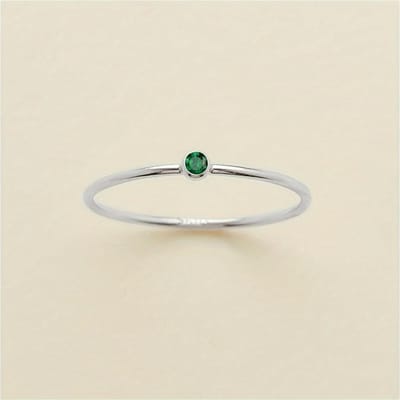 Bague Créative en Acier Inoxydable pour Femmes Simple et Unique Ornement de Main en Zircone Cadeau d'Anniversaire vert
