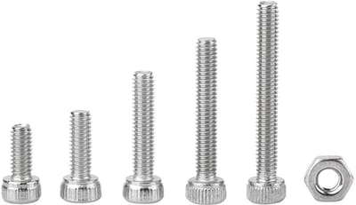 Dailygoods- Zeskantschroeven 210 Stuks - Inbus 304 Roestvrij Staal - Moeren M2.5 - Assortiment 6/8/10/12/16/30mm - A2-70 - Bevestigingselementen - Inbusschroeven
