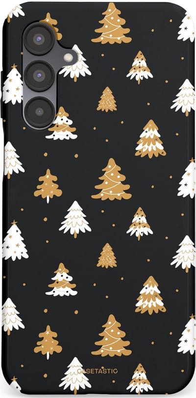 Casetastic hoesje geschikt voor Samsung Galaxy A16 - Dubbellaagse bescherming - Happy Chistmas Kerstbomen - Fashion Case - Zwart