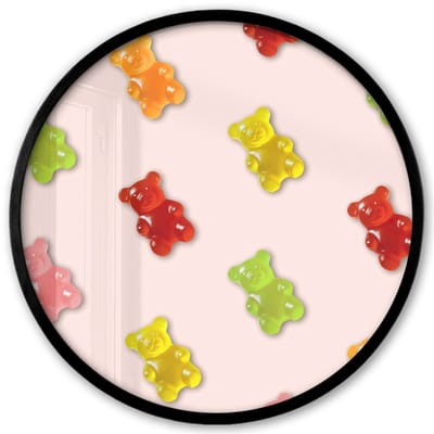 Poster in lijst Rond - Fotolijst 40x40 cm - Posters - Kleur - Snoep - Roze - Ronde posterlijst zwart - Decoratie - Wanddecoratie woonkamer - Muurdecoratie slaapkamer