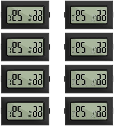 Mini Digitale Thermometer en Hygrometer Set van 8 Stuks - 2-in-1 Temperatuur- en Luchtvochtigheidsmeter voor Thuis en Tuin
