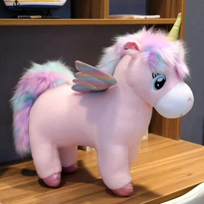 Kawaii Eenhoorn Met Vleugel Pluche Speelgoed Zachte Knuffelpop Dier Pluizig Haar Vliegend Paard Kussen Voor Meisje Verjaardagscadeau Kind Speelgoed 35cm