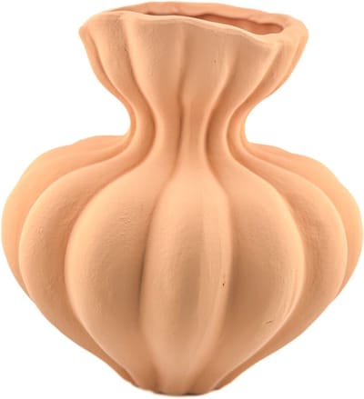 HomeBound by KY | Aardewerk vaas organic sandstone | 22,5x22,5x22cm | bloemenvaas keramiek organisch oranje