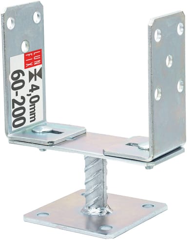 LUN FIX - Paalhouder - U-vormige steun 200 x 60 x 4mm - 1 stuk - voetplaat - staalanker - corrosiebestendig - verzinkt staal - voor hekposten