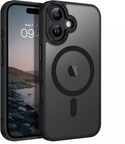 Backcover matte achterkant telefoonhoes [Compatibel met MagSafe] Schokbestendig Hoesje - Geschikt voor: Apple iPhone 16 Plus - Zwart