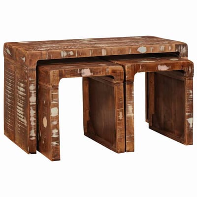 vidaXL - Nesttafel - 3 - st - Bruin - 82 - x - 40 - x - 46 - cm - Massief - Gerecycleerd - Hout