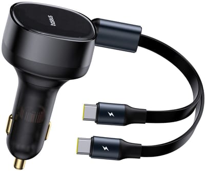 Baseus Enjoyment Retractable 2-in-1 Car Charger C+C 33W Cluster Black