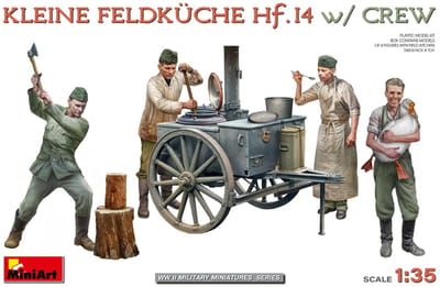 MiniArt Modelbouwpakket Militaire voertuigen - 53011 Kleine Feldküche HF.14 met Bemanning - WWII Duitse Mobiele Veldkeuken Plastic - 1:35 - Modelbouw