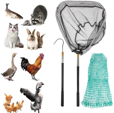 Set van 3 Verstelbare Vangnetten voor Vogels en Kleine Dieren, Veiligheidsnet met RVS Haak, Ideaal voor Pluimvee en Vis