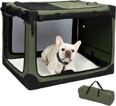 Opvouwbare Hondenkrat 30 Inch RVS - Draagbare Reiskennel voor Middelgrote Honden (4 Deuren)