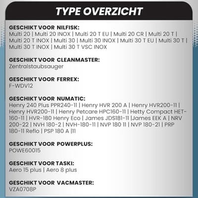 Stofzuigerzakken voor diverse modellen - Set van 10