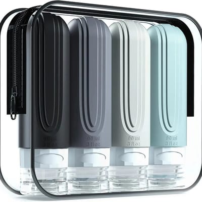 WiseGoods Premium Reisflesjes Set Met Etui 90ML - Siliconen Reisflacons - Cosmetica Potjes - Reis Accessoires - Reizen - 4stk
