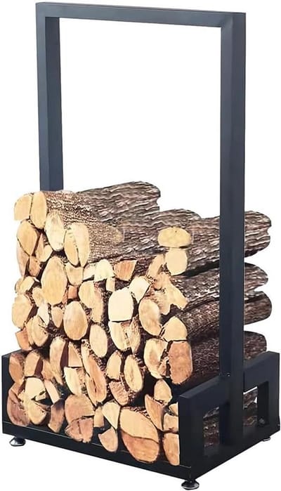 Houtopslag Rek - Brandhout Organizer - Haardhout Opslaan - Verstevigde Poten - 50 x 35 x 95 cm - Zwart