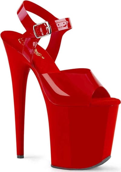 Pleaser - FLAMINGO-808N Sandaal met enkelband, Paaldans schoenen - Paaldans schoenen - 35 Shoes - Rood