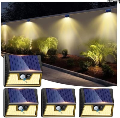 RFWR® Solar Led-lamp voor Buiten met Bewegingssensor - Waterdichte Zonnelamp voor Tuin, Terras, Garage en Muur - 3 Modi