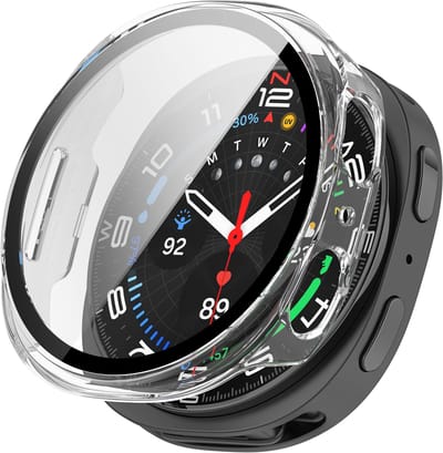 Strap-it Hard case hoesje met screen protector glas - geschikt voor Samsung Galaxy Watch 9/8 - 40mm (transparant)