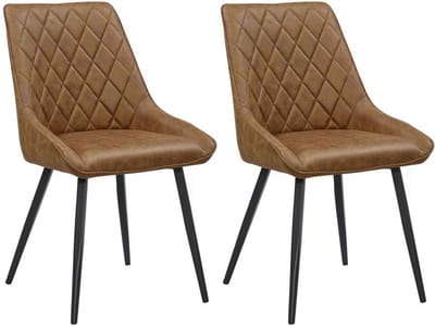 Colenis® - Nordi Eetkamerstoel - Set Van 2 - Cognac - Microfiber - Microvezel - Zonder armleuning