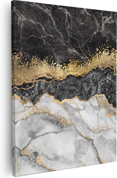 Artaza Canvas Schilderij Marmer Goud - 40x50 cm - Wanddecoratie Abstract - Muurdecoratie Woonkamer - Kamer Accessoires