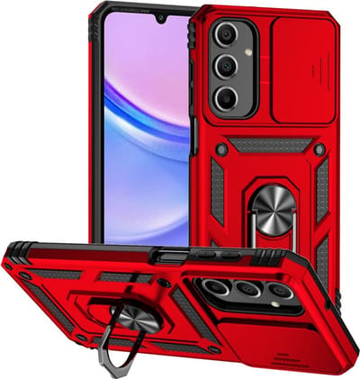 Coverup Hoesje - Geschikt voor Samsung Galaxy A16 Hoesje - Coverup Ring Kickstand Back Cover met Camera Shield - Rood